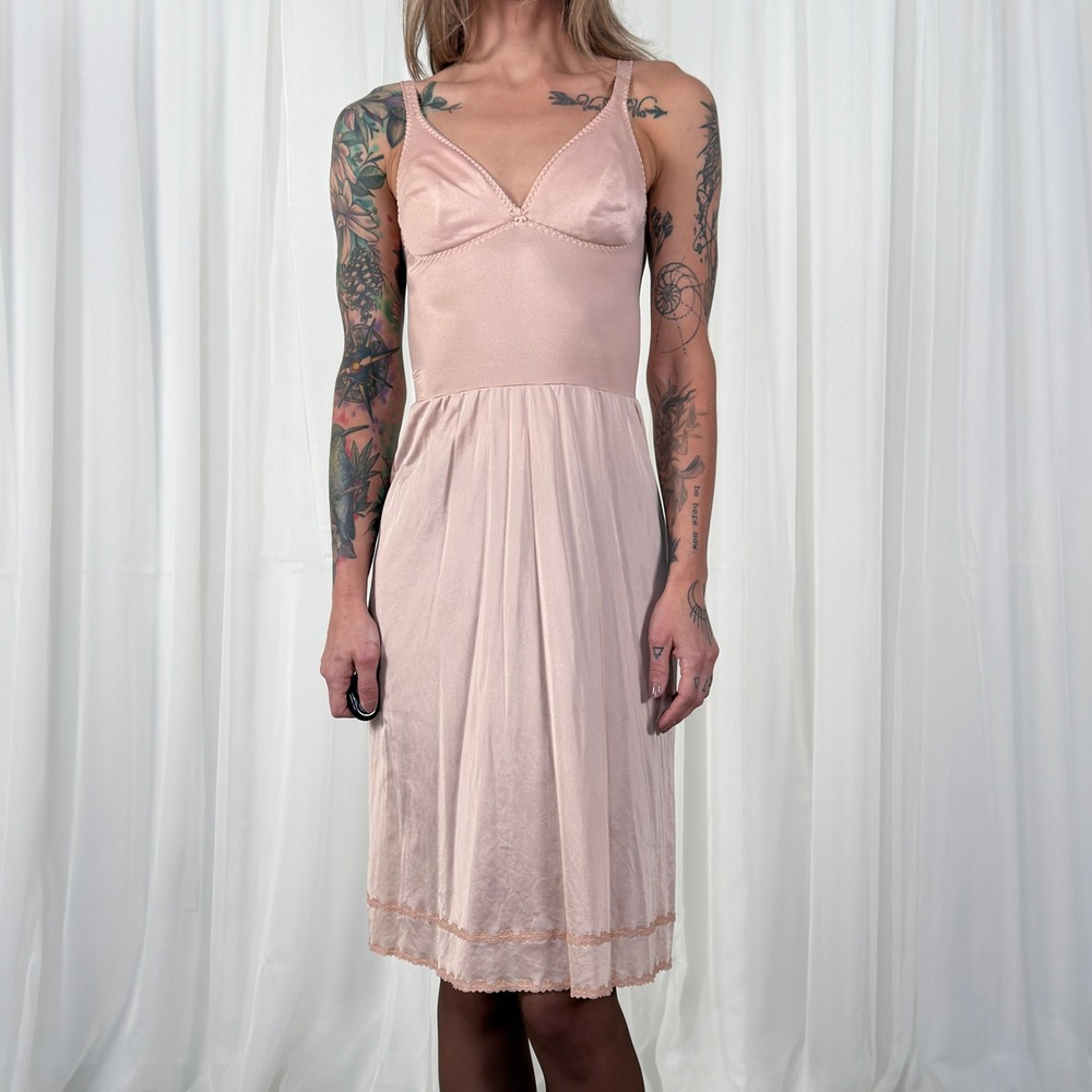 Vintage‎ Olga Invisible Touch BodySilk Pink Slip Dress 34C